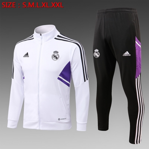 2021/2022 Real Madrid White Thailand Jacket Uniform-815