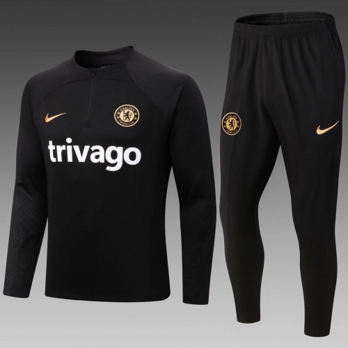 2022/23 Chelsea Black Thailand Soccer Tracksuit Uniform-411