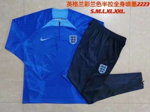 2022/23 England Blue ink jet Thailand Soccer Tracksuit Uniform-815