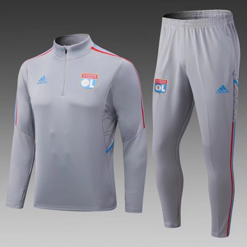 2022-23 Olympique Lyonnais Gray Thailand Soccer Tracksuit Uniform-411/PO