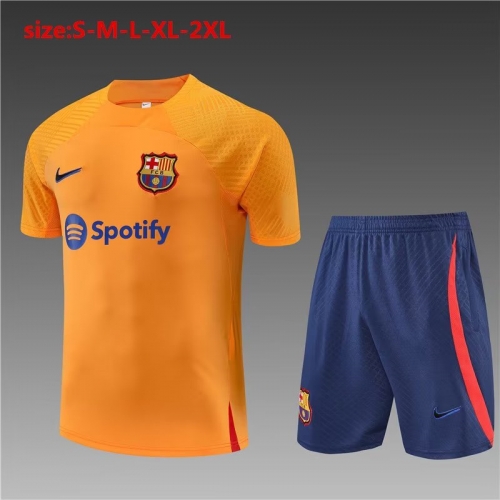 2022/23 Barcelona Orange Shorts-Sleeve Thailand Tracksuit Uniform-801