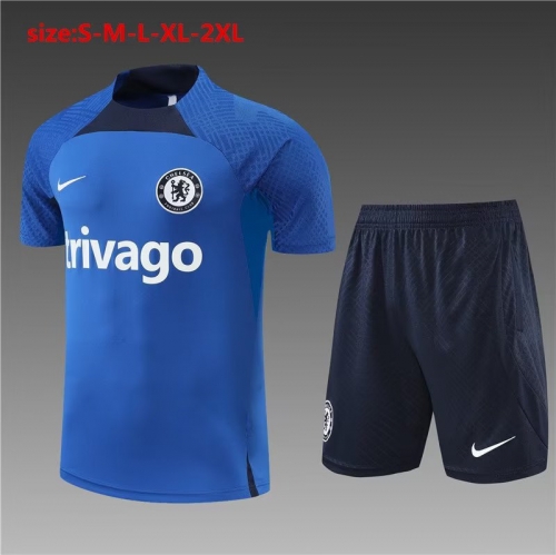 2022-23 Chelsea Cai Blue Shorts-sleeve Thailand Soccer Tracksuit Uniform-801