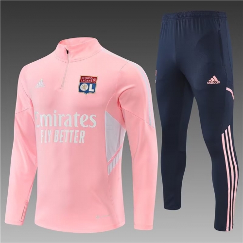 2022-23 Olympique Lyonnais Pink Thailand Soccer Tracksuit Uniform-801