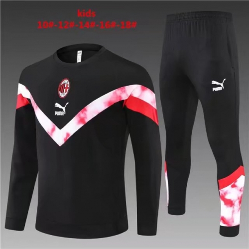2022/23 AC Milan Black Kids/Youth Soccer Tracksuit Uniform-801