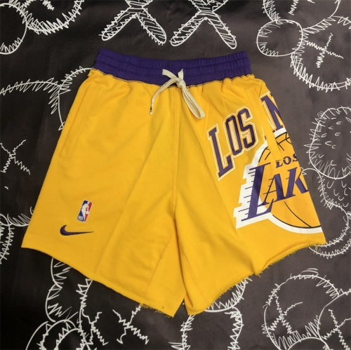 Los Angeles Lakers Yellow NBA Leisure Shorts-311