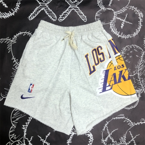 Los Angeles Lakers White NBA Leisure Shorts-311