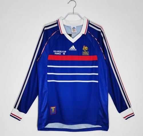 1998 Retro Version France Home Blue LS Thailand Soccer Jersey AAA-710/811