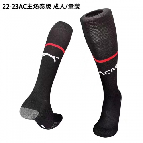 Adult & Kids 2022/23 AC Milan Home Red & Black Thailand Soccer Socks