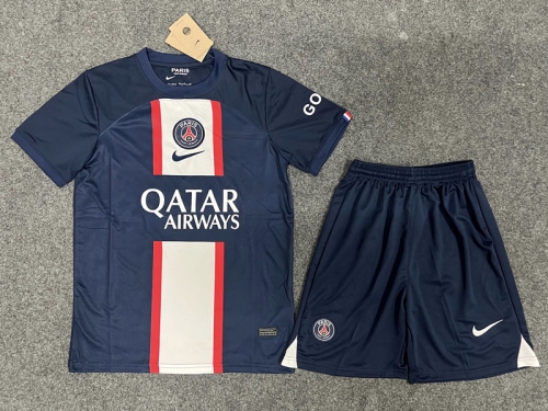 With new Sponsor 2022-23 PSG Home Royal Bue Kids/Youth Soccer Uniform-507