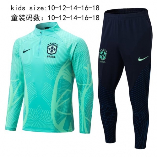 2022/23 Brazil Light Blue Kids/Youth Trackusit Uniform-411