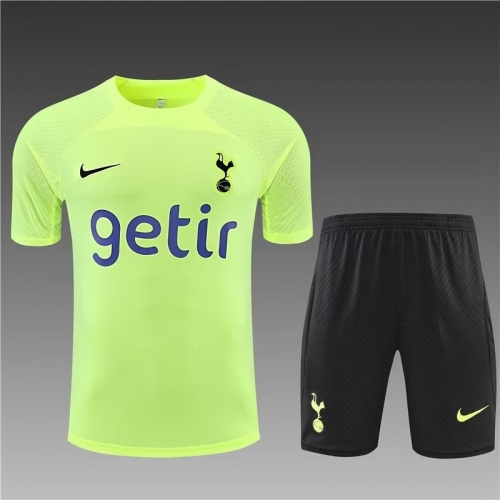 2022-23 Tottenham Hotspur Fluorescent green Shorts-sleeve Thailand Soccer Tracksuit Uniform-801