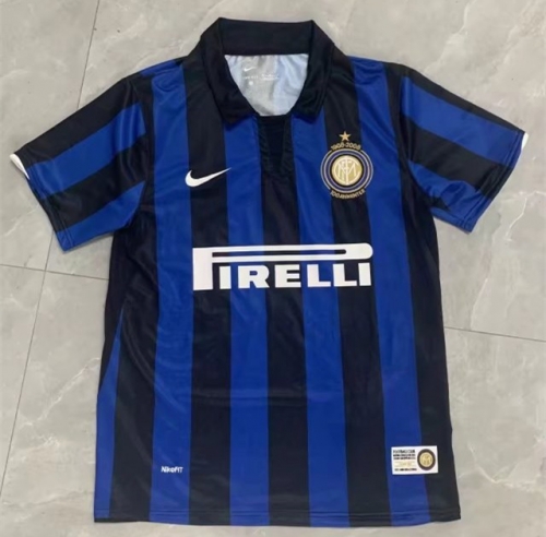 07-08 Retro Version Inter Milan Home Blue & Black Thailand Soccer Jersey AAA-1041