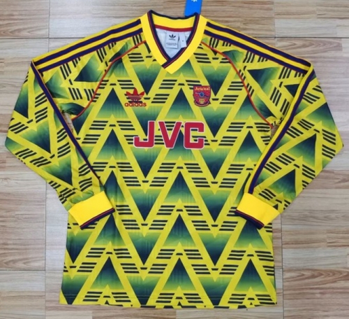 1991-93 Retro Version Arsenal Yellow Thailand LS Soccer Jersey AAA-710