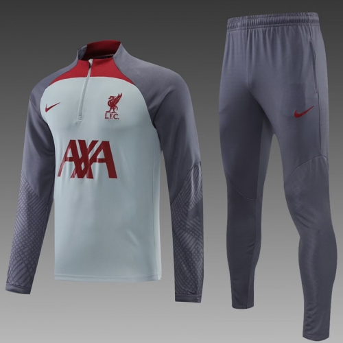 2022-23 Liverpool Green & Gray Thailand Soccer Tracksuit Uniform-PO/815