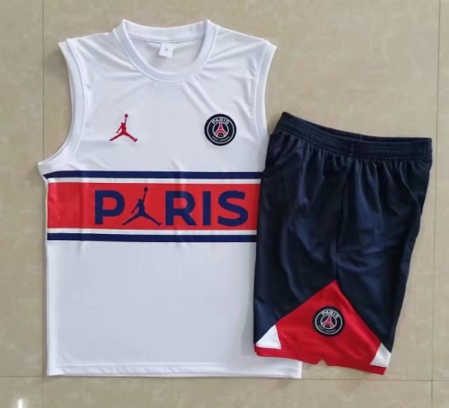 2022-23 Paris SG White Shorts-sleeve Thailand Soccer Tracksuit Uniform-815