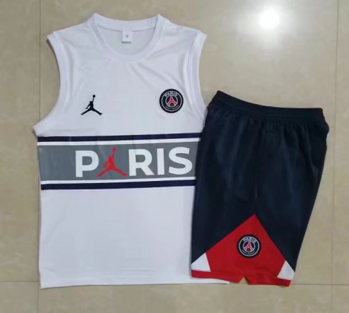 2022-23 Paris SG White Shorts-sleeve Thailand Soccer Tracksuit Uniform-815