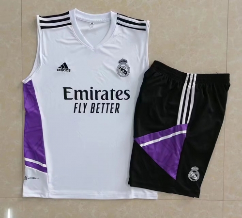 2022/23 Real Madrid White Shorts-Sleeve Thailand Tracksuit Vest Uniform-815