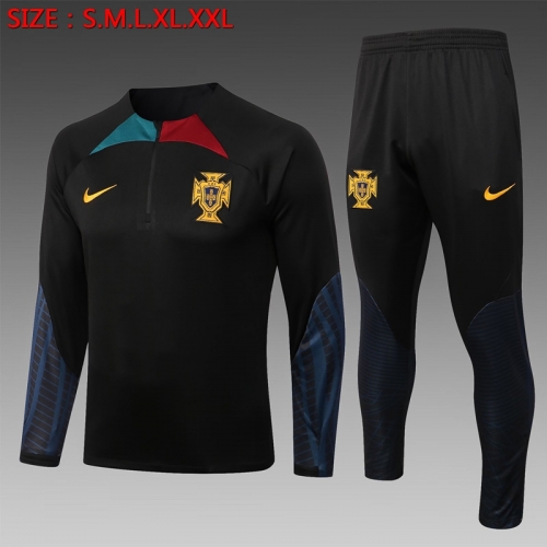 2022-23 Portugal Black Thailand Soccer Tracksuit Uniform-815/PO