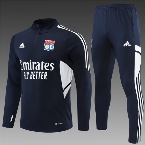 2022-23 Olympique Lyonnais Black Thailand Soccer Tracksuit Uniform-801
