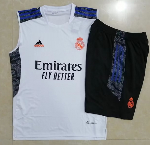 2022/23 Real Madrid White Shorts-Sleeve Thailand Tracksuit Vest Uniform-815
