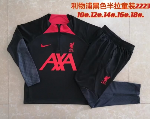 2022/23 Liverpool Black Kids/Youth Soccer Tracksuit Uniform-815