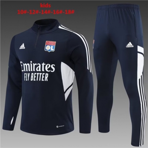 2022/23 Olympique Lyonnais Black Thailand Youth/Kids Soccer Tracksuit Uniform-801