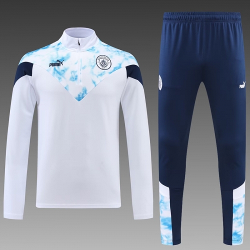 2022/23 Manchester City White Thailand Tracksuit Uniform-PO