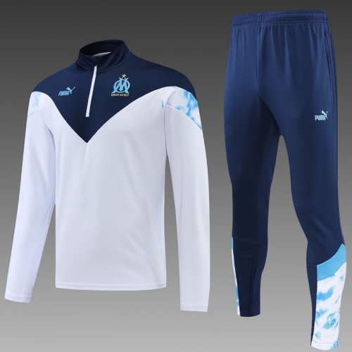 2022/23 Olympique de Marseille White Thailand Soccer Tracksuit Uniform-PO