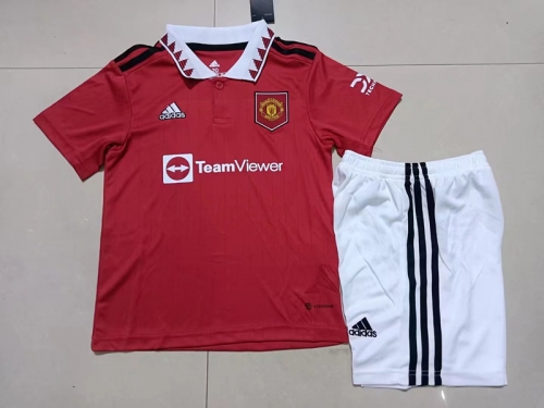 2022-23 Manited United Home Red Youth/kids Soccer Uniform