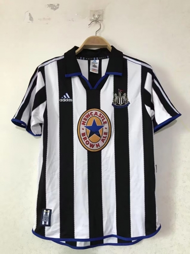 1999-2000 Retro Version Newcastle United Home Black & White Thailand Soccer Jersey AAA-503/811/710