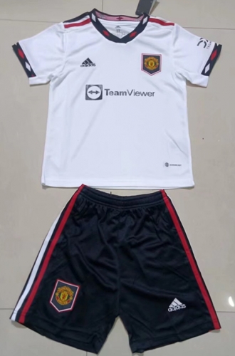 2022-23 Manchester United Away White Kids/Youth Soccer Uniform-507