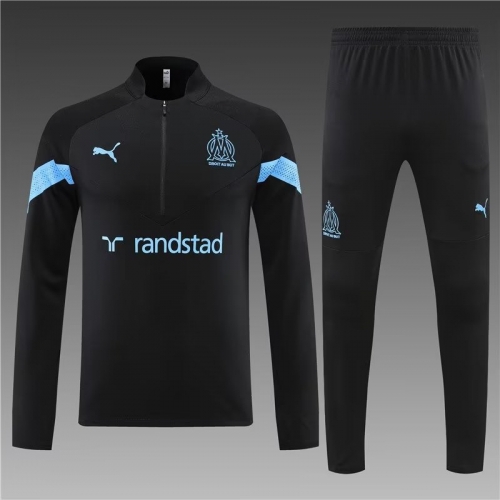2022/23 Olympique de Marseille Black Thailand Soccer Tracksuit Uniform-801/411