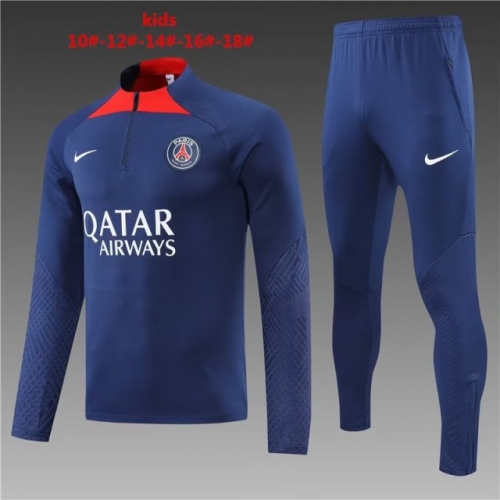 Player Version 2022/23 Paris SG Royal Blue Youth/Kids Thailand Soccer Tracksuit Uniform-801