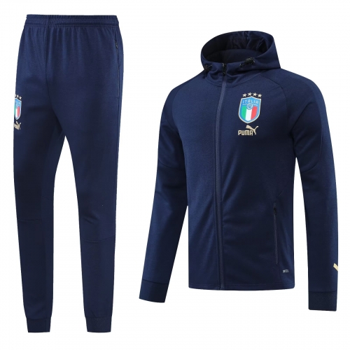 2022/23 Italy Royal Blue Soccer Jacket Uniform With Hat-LH