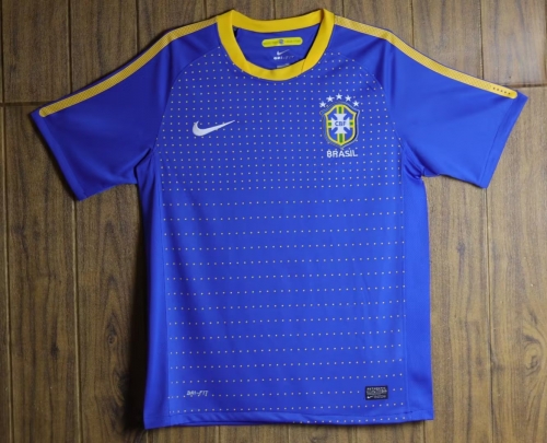 10 Retro Version Brazil Away Blue Thailand Soccer Jersey AAA-601/905