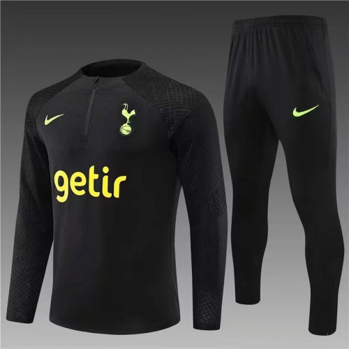 2022/23 Tottenham Hotspur Black Thailand Soccer Tracksuit Uniform-801