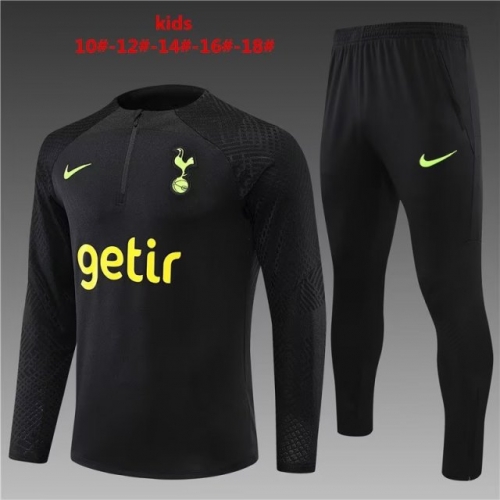 Player version 2022/23 Tottenham Hotspur Black Kids/Youth Soccer Tracksuit Uniform-801