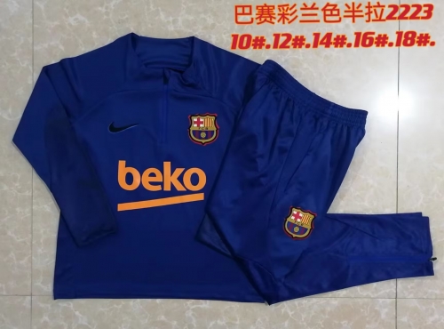 2022-23 Barcelona Cai Blue Kids/Youth Soccer Tracksuit Uniform-815