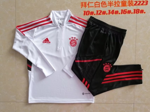 2022/23 Bayern München White Kids/Youth Thailand Tracksuit Uniform-815/411