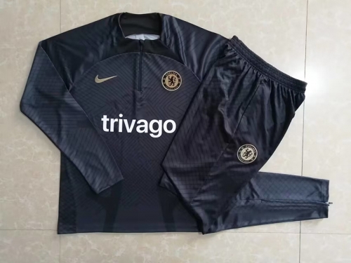 Player Version 2022/23 Chelsea Black Thailand Training Soccer Tracksuit Uniform-815