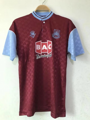 89-90 Retro Version West Ham United Home Red Thailand Soccer Jersey AAA-2011