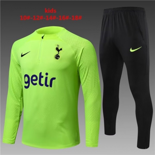 Player Version 2022/23 Tottenham Hotspur Fluorescent green Kids/Youth Soccer Tracksuit Uniform-801