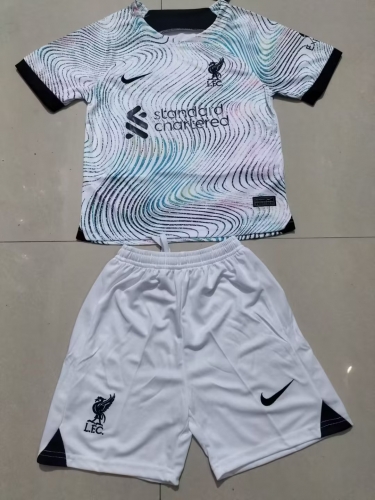 2022-23 Liverpool White Youth/Kids Soccer Uniform-507