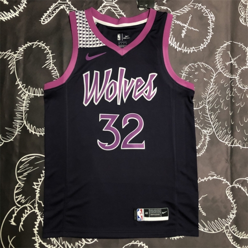 NBA Minnesota Timberwolves Black & Purple #32 Jersey-311