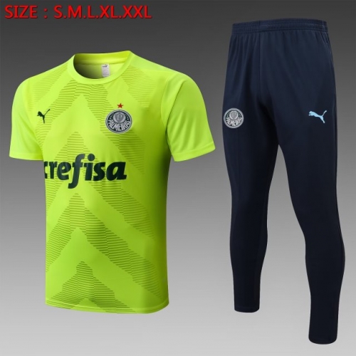 2022/23 SE Palmeiras Fluorescent green Shorts-Sleeve Thailand Soccer Tracksuit Uniform-815