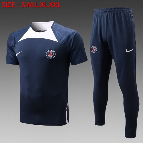 2022-23 Paris SG Royal Blue Shorts-sleeve Thailand Soccer Tracksuit Uniform-815