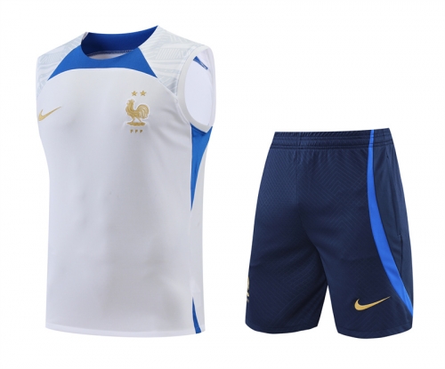 2022/23 France White Thailand Soccer Training Uniform-418