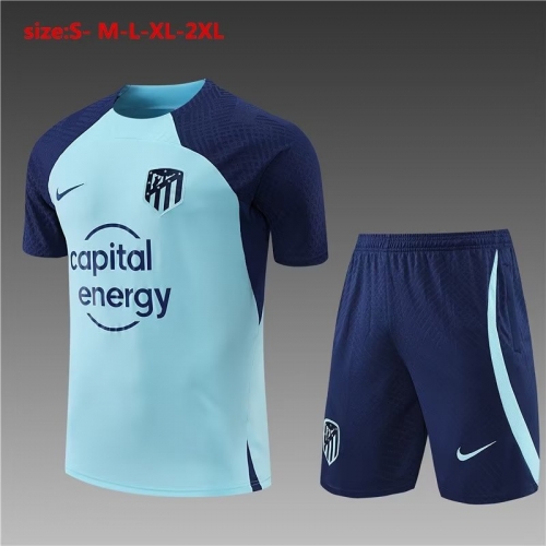 2022/23 Atletico Madrid Light Blue Shorts-sleeve Thailand Soccer Tracksuit Uniform-801/418