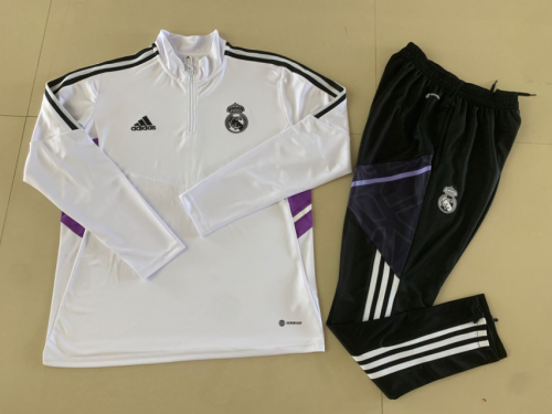 2022/23 Real Madrid White Thailand Tracksuit Uniform-GDP