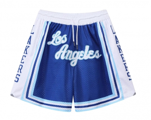 Retro Version Los Angeles Lakers Blue NBA Embroidery Shorts-SZ